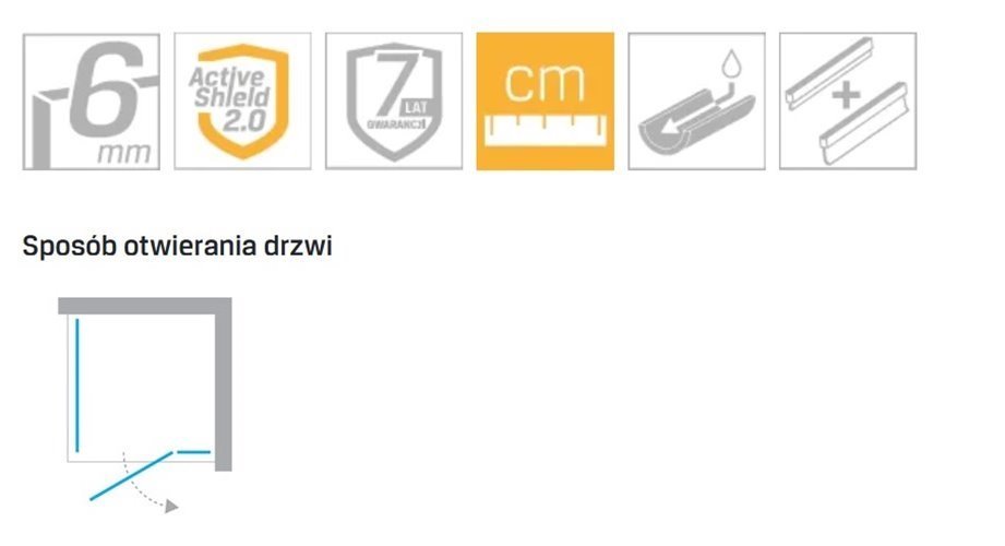 Czarna kabina prysznicowa drzwi uchylne 90x70 prawa EXK-4925 Reflexa Black New Trendy