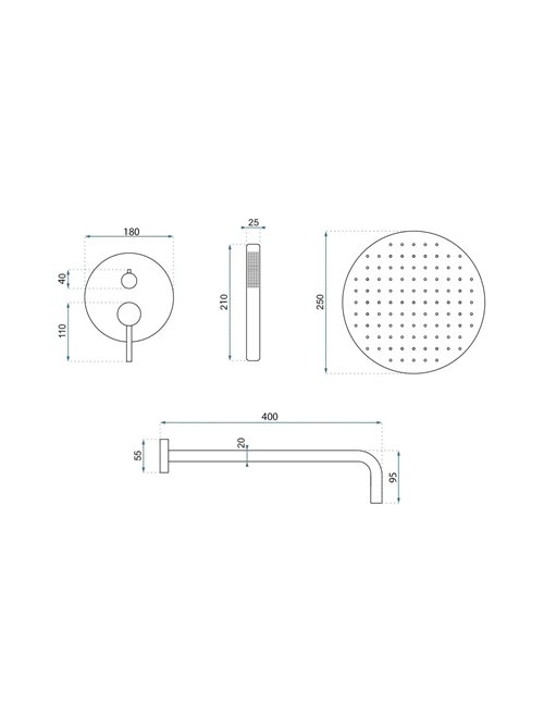 Złoto szczotkowane zestaw prysznicowy podtynkowy box Foss Clif Rea