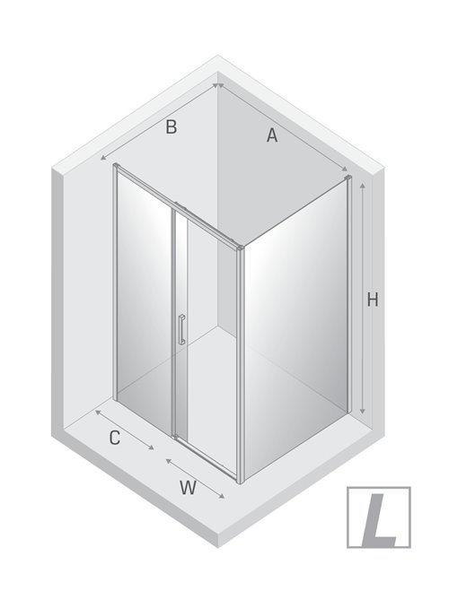 Kabina prysznicowa prostokątna lewa 100x90 kolor stal szczotkowana D-0885A/D-0354B Prime New Trendy Gunmetal Brushed