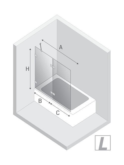 Parawan wannowy dwuelementowy wersja lewa złoty szczotkowany 100x150 EXK-2010 Avexa Gold Brushed New Trendy