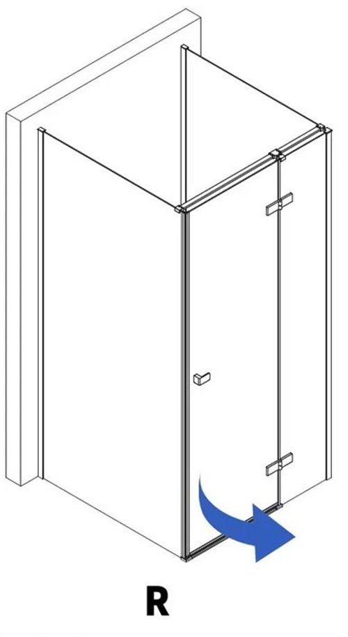 Prostokątna kabina prysznicowa przyścienna prawa 120x80x80 Atlas Rea złoto szczotkowane