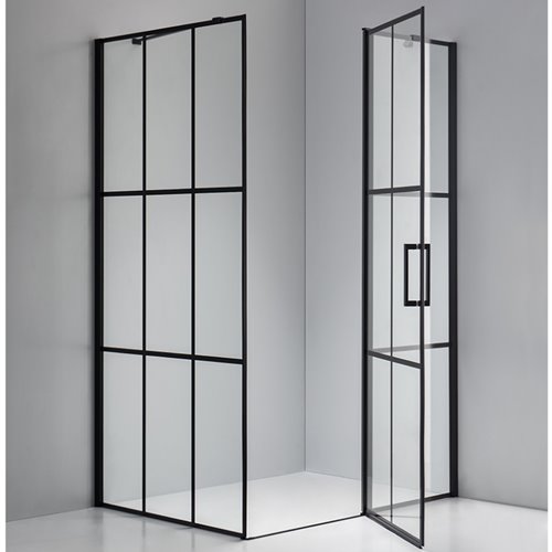 Czarna prostokątna kabina prysznicowa 120x90 drzwi uchylne BS03C