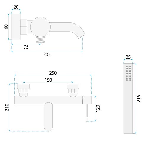 Bateria wannowa Lungo Diamond Rea złota