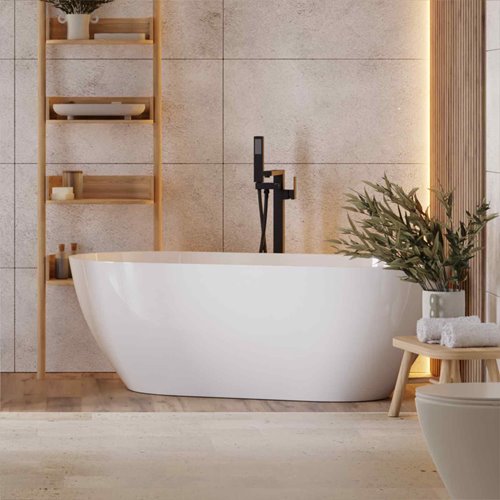 Wanna akrylowa, wolnostojąca Olvena Corsan 150 cm korek klik-klak biały