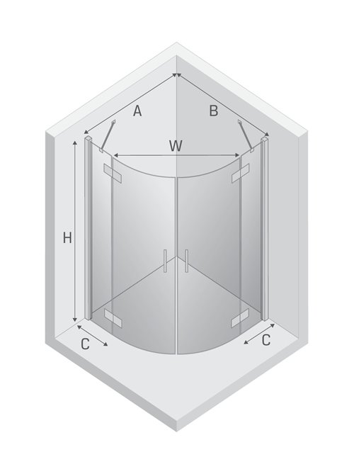 Kabina prysznicowa półokrągła 90x90 chrom K-3682 Nesta New Trendy Chrome