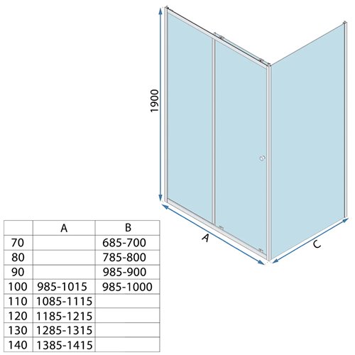 Kabina prysznicowa Rea Primo Slide 120x80 chrom drzwi rozsuwane