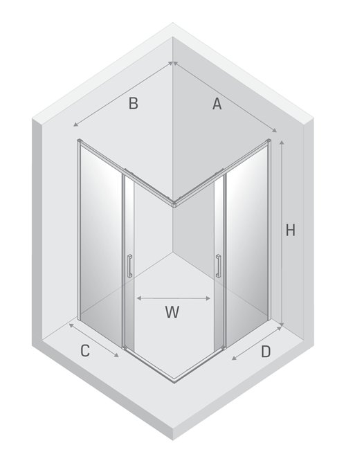 Kabina prysznicowa prostokątna 100x80 kolor stalowy D-0885A/D-0882A Prime New Trendy Gunmetal Brushed