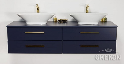 Szafka wisząca z umywalkami nablatowymi 160 cm Belli Gold Gante