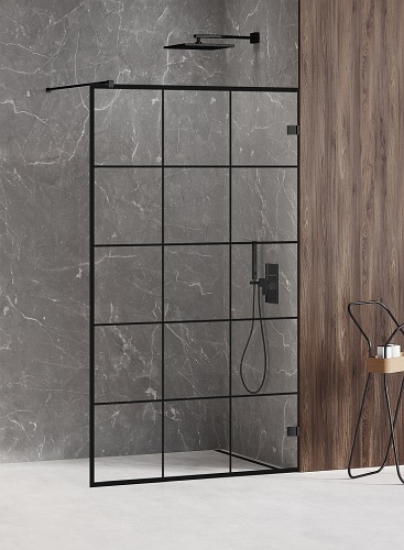 Czarne szprosy ścianka prysznicowa 90 cm EXK-2022 Avexa Black New Trendy