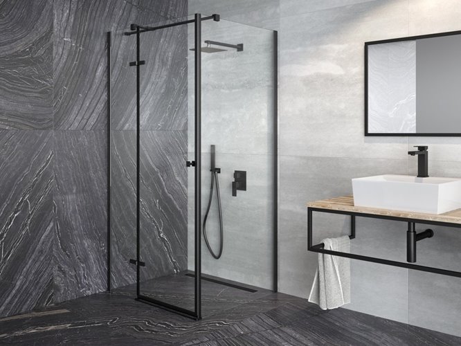 Czarna kwadratowa kabina prysznicowa 90x90 lewa Pixa Black Besco