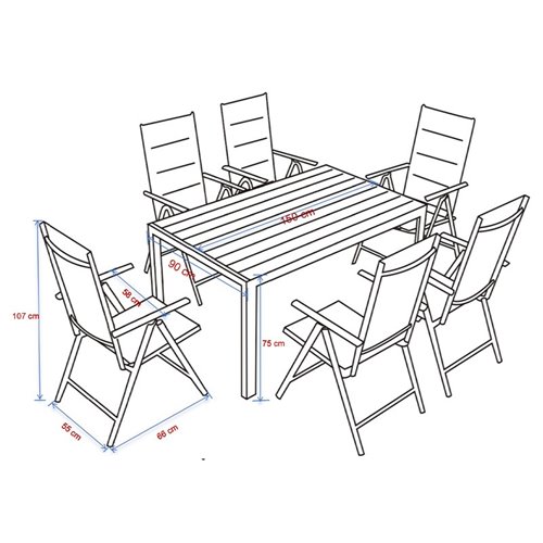Zestaw mebli ogrodowych metalowych stół i krzesła Vera kolor czarny