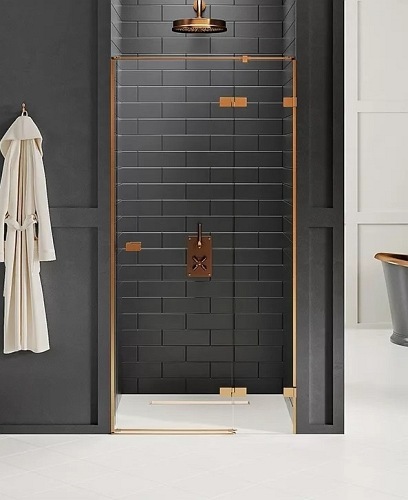 Drzwi prysznicowe uchylne prawe 130 cm EXK-3542 Avexa New Trendy Copper Brushed