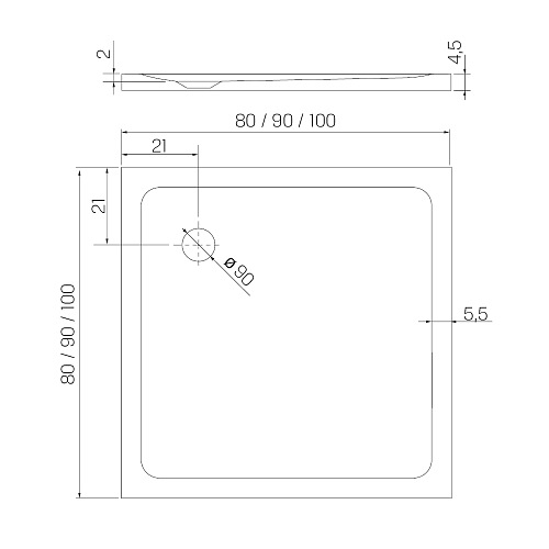 Mild New Trendy B-0625 niski brodzik prysznicowy kwadratowy 80x80 cm gładki