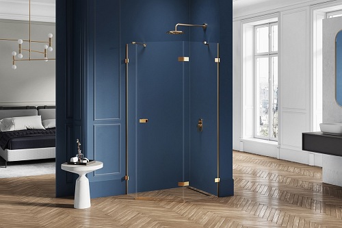 Złota szczotkowana kabina pięciokątna 100x80 EXK-3861 Avexa New Trendy Gold Brushed
