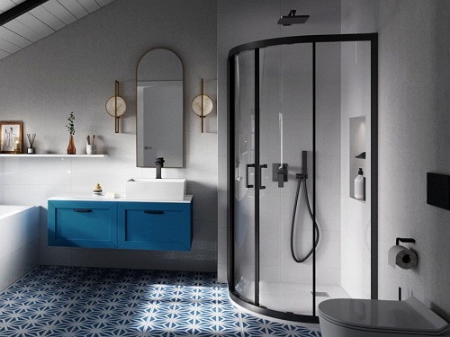 Czarna kabina prysznicowa półokrągła 80x80 Modern Black Besco