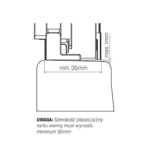 Chromowany parawan wannowy rozsuwany 100 cm Smart New Trendy EXK-4096