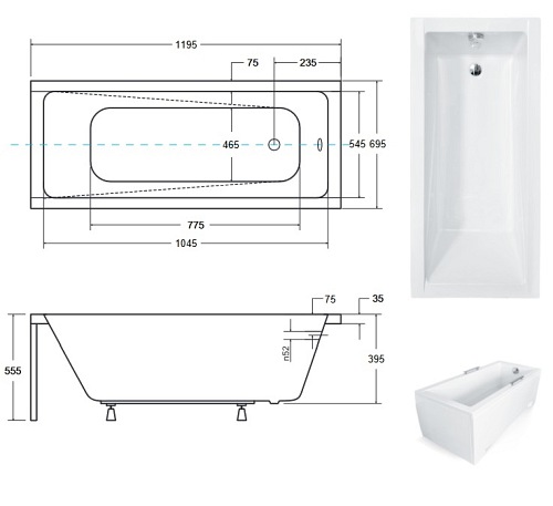 Wanna prostokątna 120 cm Modern Besco
