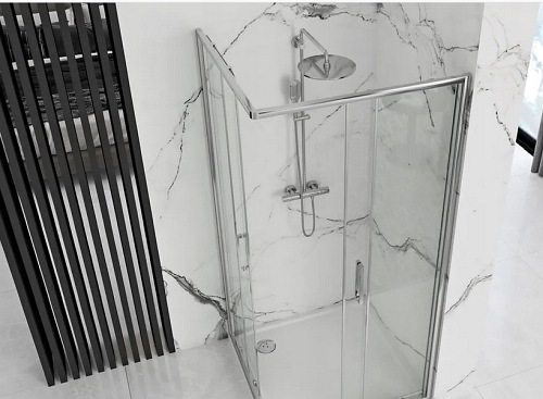 Kabina prysznicowa 100x80, srebrne profile Punto Rea