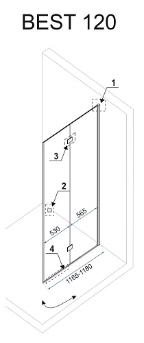 Kabina prysznicowa, drzwi składane 120x70 Rea Best Double