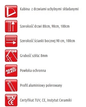 Kabina prysznicowa prostokątna składana 80x90 Liri Atrium