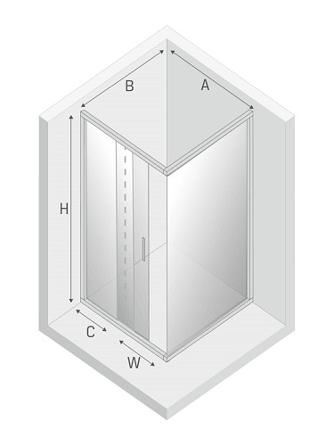Kabina prostokątna 90x80 D-0263A/D-0104B New Varia