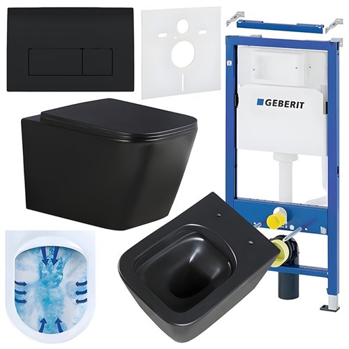 Zestaw podtynkowy stelaż GEBERIT DUOFIX + miska RAIN-MTB-RIM-03 + przycisk DELTA 50 czarny połysk