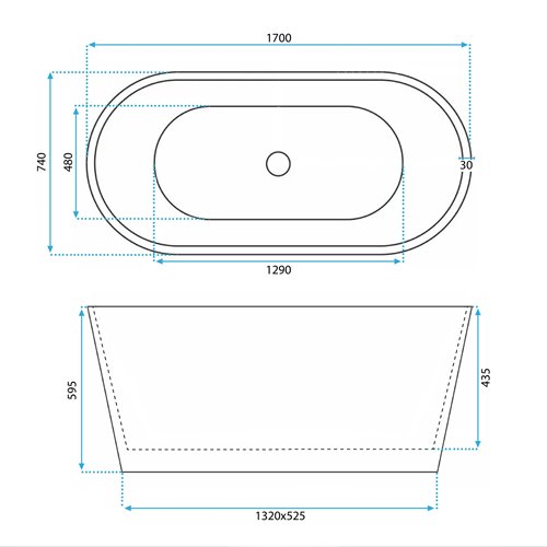 Wanna wolnostojąca ryflowana 170 cm Ofelia Rea