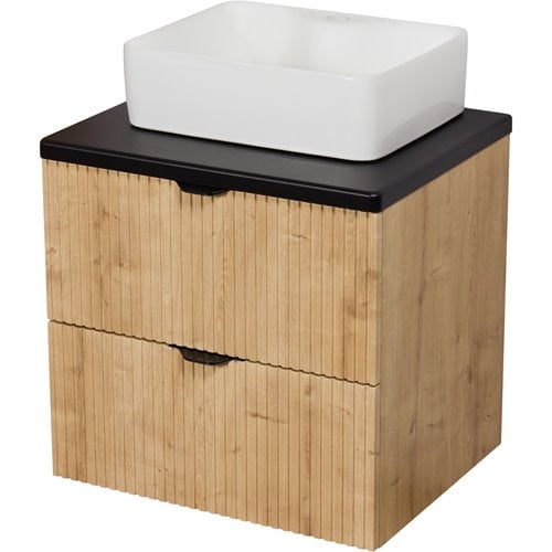 Szafka łazienkowa z białą umywalką wisząca dąb naturalny 60 cm Brendo Gante