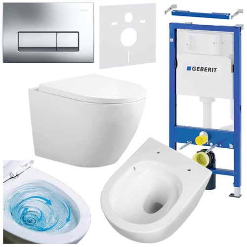 Zestaw podtynkowy stelaż GEBERIT DUOFIX + miska FLOW-WH-TR-02 + przycisk DELTA 50 chrom