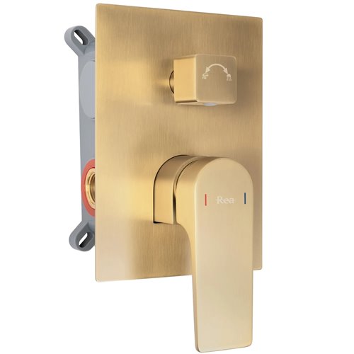 Złoty szczotkowany zestaw prysznicowy podtynkowy Moby Rea