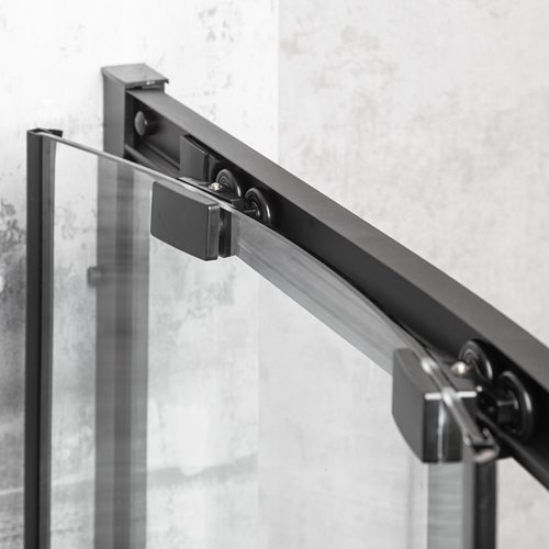 Kabina prysznicowa z niskim brodzikiem czarny profil 80x80 Aruba Kerra