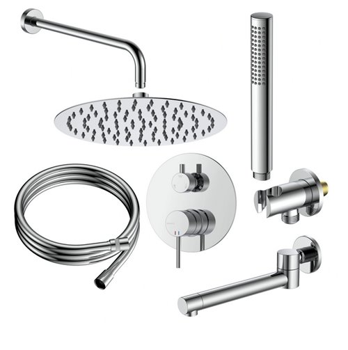 Zestaw prysznicowy podtynkowy z wylewką wannową chrom Ultimate ANUL131121 Avapax