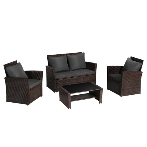 Meble ogrodowe z technorattanu sofa, stół, fotele zestaw Lagos kolor brąz zdjęcie 5