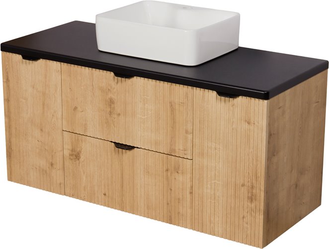 Szafka łazienkowa z białą umywalką wisząca dąb naturalny 120 cm Brendo Gante