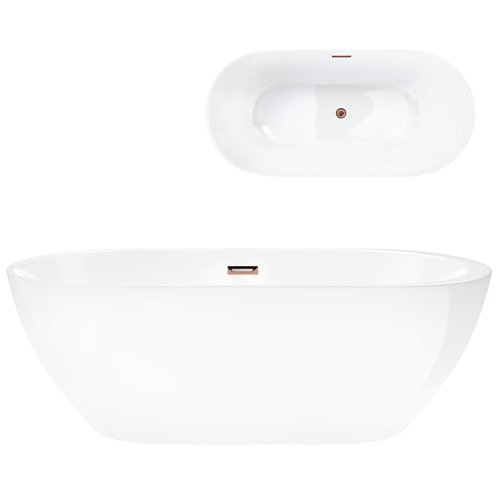 Wanna akrylowa, wolnostojąca Reno Corsan 170 cm korek klik-klak miedziany