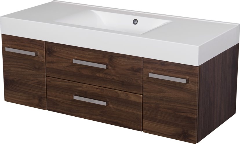 Szafka łazienkowa wisząca z umywalką 120 cm 50/2 Nela Fokus kolor orzech