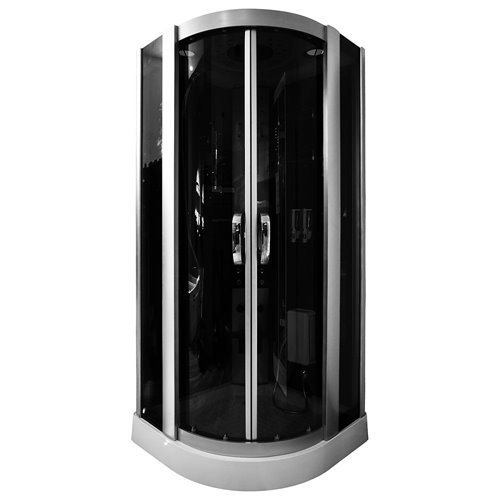 Kabina prysznicowa składane siedzisko półokrągła zabudowana czarna 90x90 MO-09909A