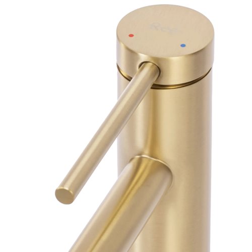 Złota szczotkowana bateria umywalkowa wysoka Foss Rea