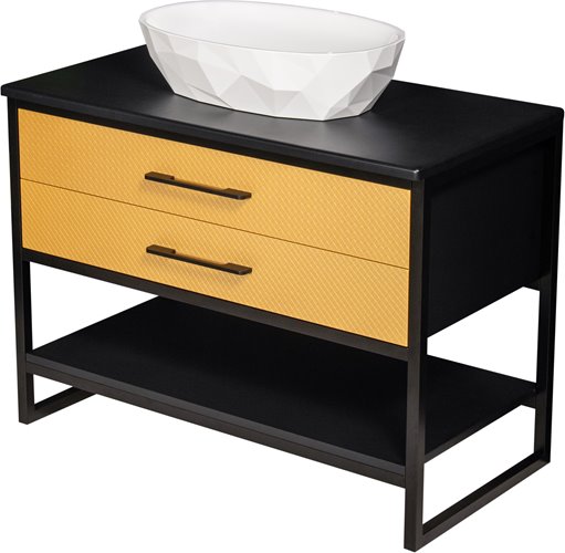 Szafka stojąca z białą umywalką kolor czarno złoty loft 100 cm seria New York