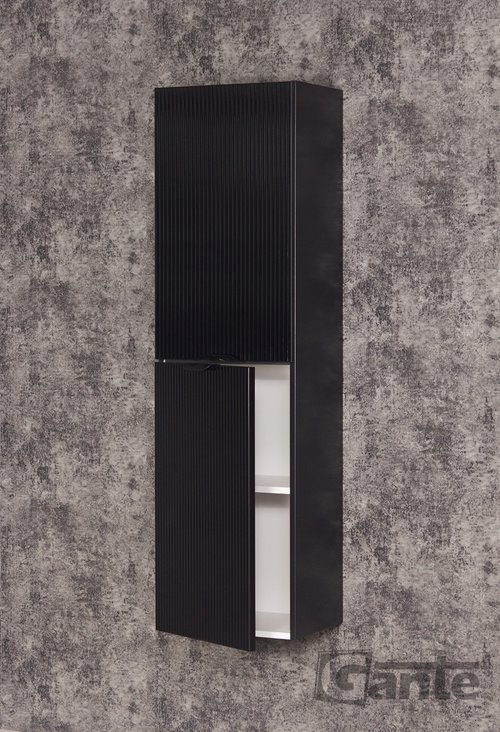 Słupek łazienkowy wiszący szklane fronty czarny mat 40x144 cm Bravia Gante