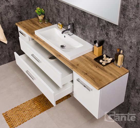 Szafka wisząca z umywalką 180 cm blat dąb naturalny 180/39/C2 seria Fokus B