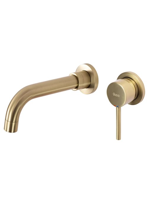 Bateria umywalkowa podtynkowa box Rea Lungo Long złoto szczotkowane