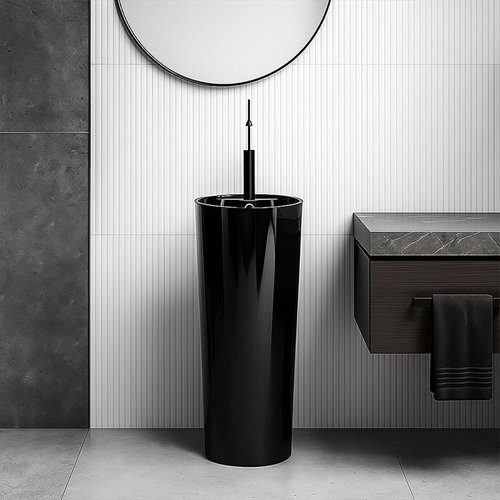 Umywalka wolnostojąca ceramiczna owalna czarny połysk 85x40 cm LINO-BL-400