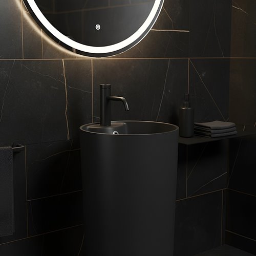Umywalka wolnostojąca ceramiczna owalna czarny mat 85x40 cm LINO-MTB-400