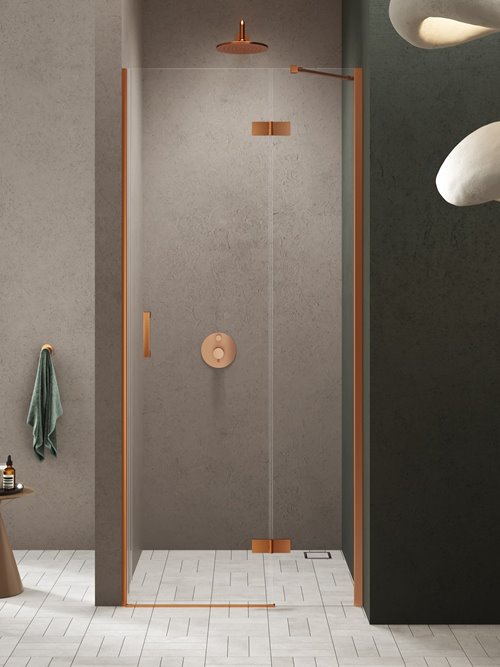 Drzwi prysznicowe uchylne prawe kolor miedziany 80 cm D-0918A New Trendy Nesta Copper Brushed