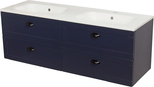 Wisząca szafka z umywalką granatowy mat 140/4 cm seria Grend Gante