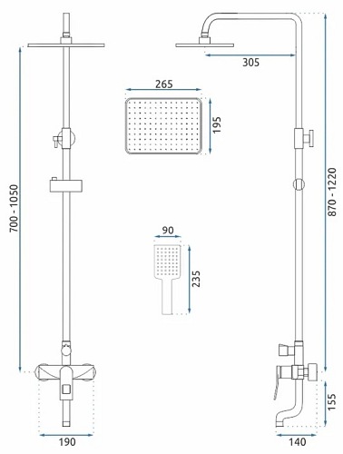 Czarny zestaw prysznicowy Soul Rea Black