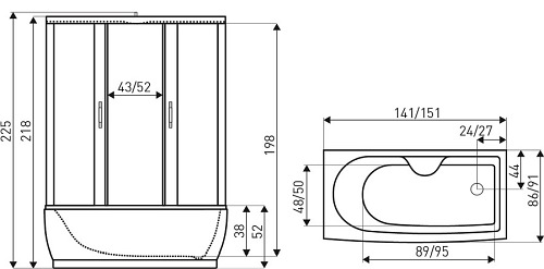 Kabina z hydromasażem głęboki brodzik 140x85 Mocca Kerra