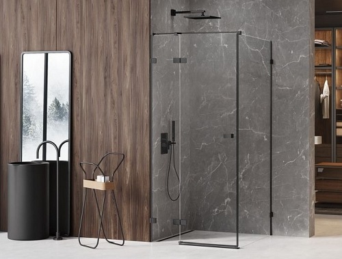 Czarna kabina prysznicowa lewa 80x70 EXK-1560 Avexa Black New Trendy