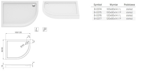 Brodzik asymetryczny 100x80 New Trendy New Maxima B-0374 (L)